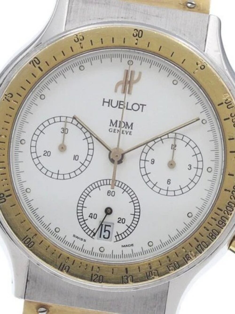 HUBLOT MDM 1620.2 Chronograph YG bezel white Dial Quartz Men's Watch_966680